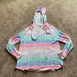 Koolaburra by UGG Pastel Stripe Lightweight Hoodie Pullover Lounge Casual SIZE S